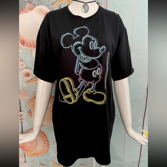 DISNEY Mickey Mouse Neon Outline Unisex Tee - Picture 3 of 6